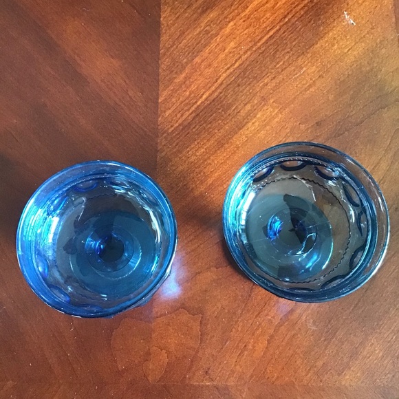 FINAL SALE Vintage Kings Crown Thumbprint Blue Champagne Desert Glasses (2) - Picture 2 of 3